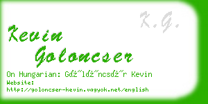 kevin goloncser business card